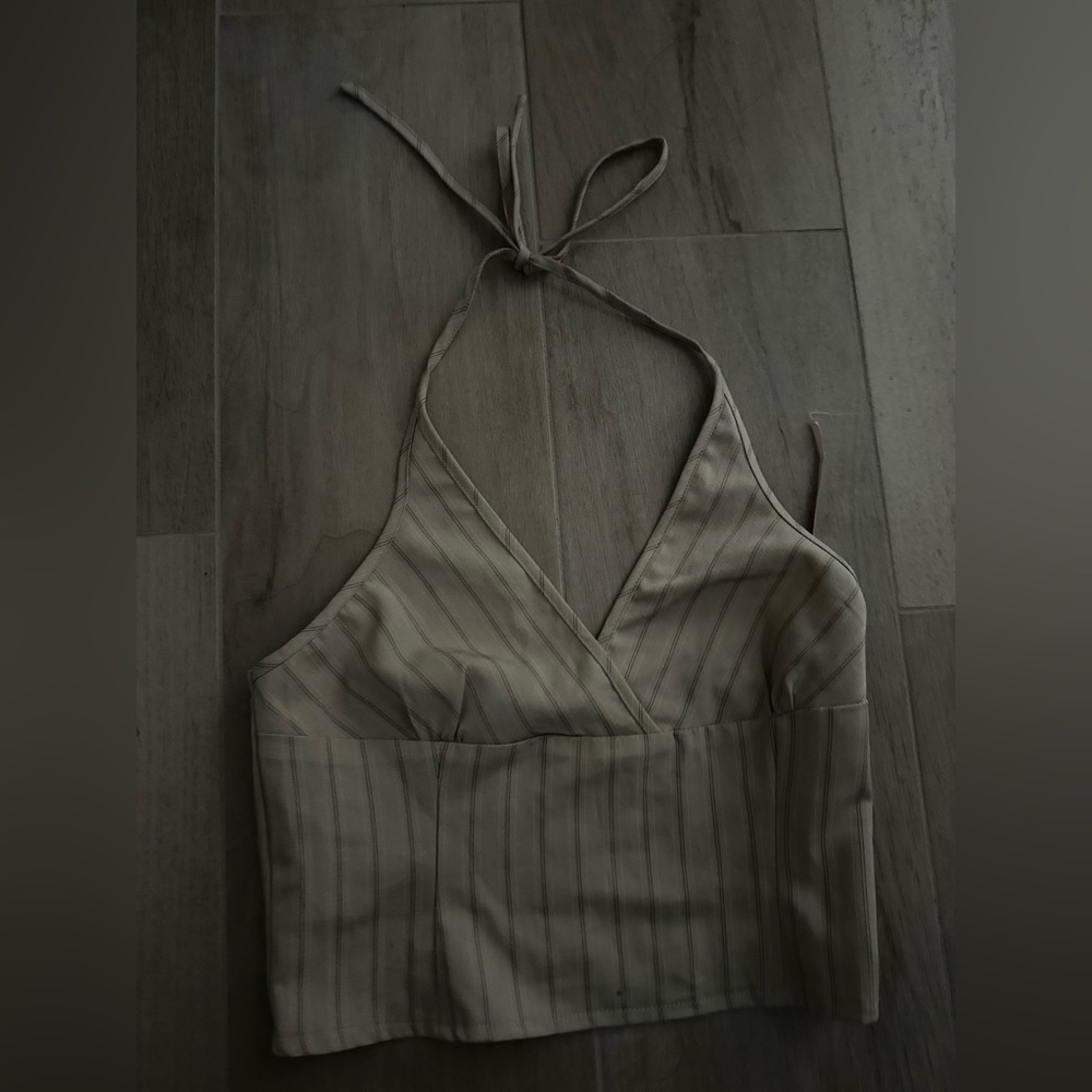 Motel striped halter w/ zipper